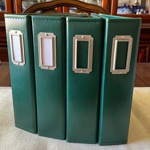 Set of 4 Scrapbook original forest green two ring Albums folders